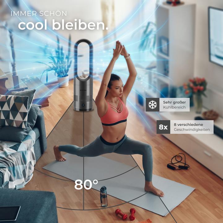 Produktbild tectake Turmventilator Polar, 80° Oszillation, inkl. Timer (55 dB)