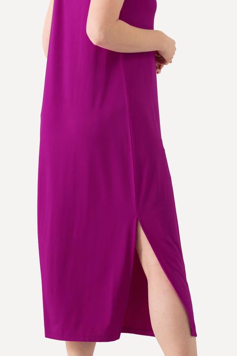 Produktbild Ulla Popken Slinky-Midikleid, A-Linie, V-Ausschnitt, ärmellos (60)
