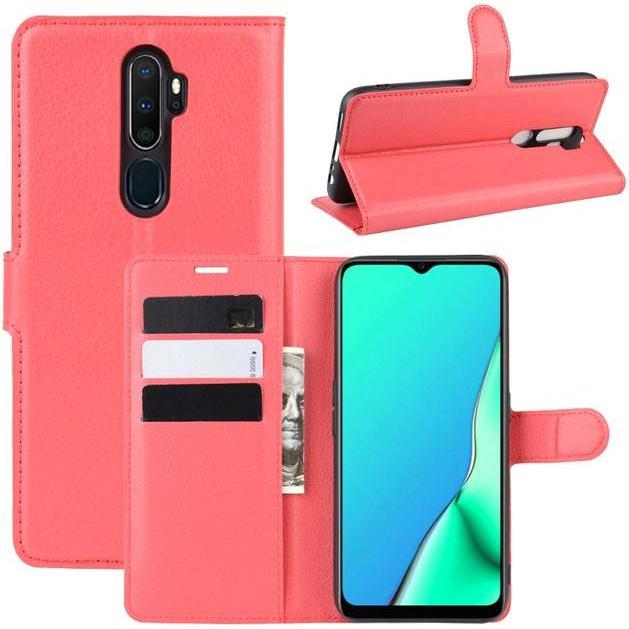 Thumbnail - MU Classic Litchi Leder Bookcover Series (Oppo A9), Smartphone Hülle, Rot