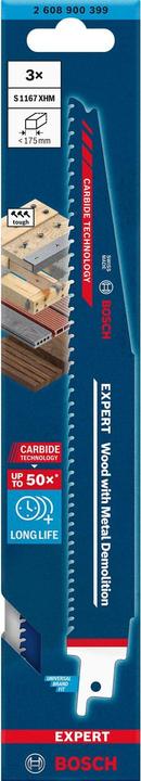Actual product image Bosch Professional Zubehör EXPERT 'Wood with Metal Demolition' S 1167 XHM reciprocating saw blade, 3 pieces