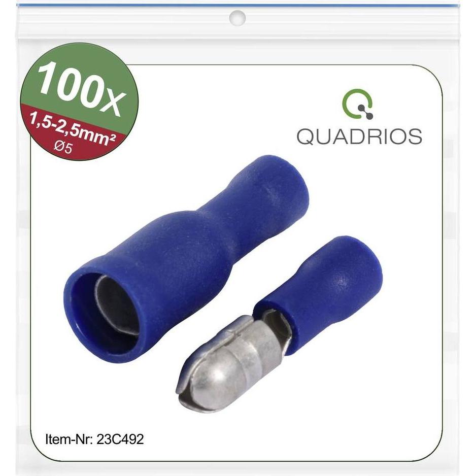 Thumbnail - Quadrios 23C492 Rundstecker 1.5 mm² 2.5 mm² Blau 100 St., Elektronikkabel + Stecker, Blau
