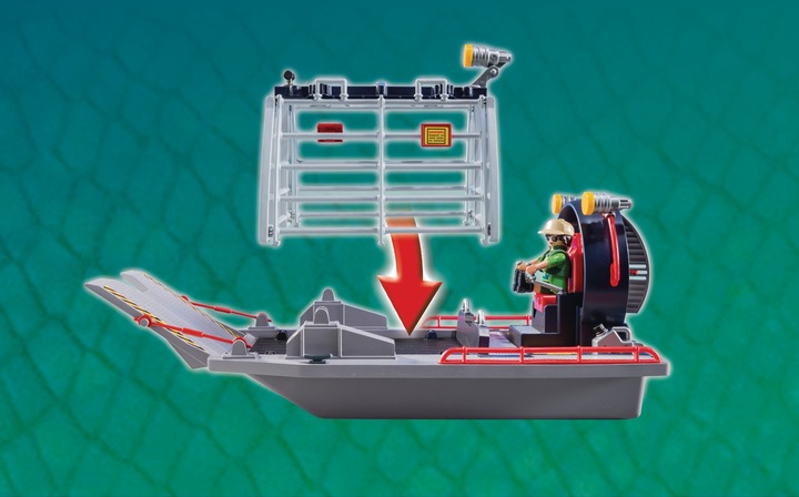 Produktbild Playmobil Propellerboot mit Dinokäfig (9433)