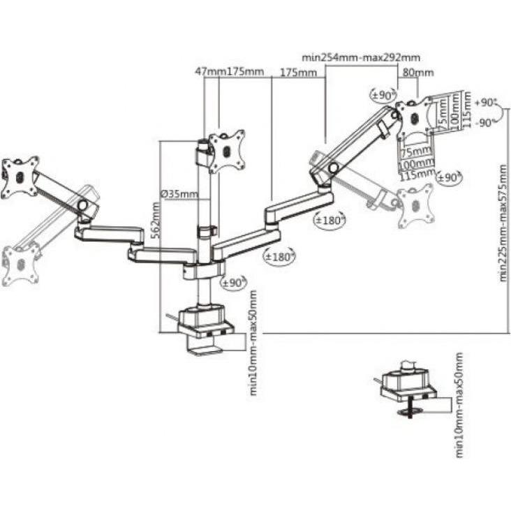 Thumbnail - Maclean MC-811 (Tisch, 27.01"), Monitor Halterung, Schwarz