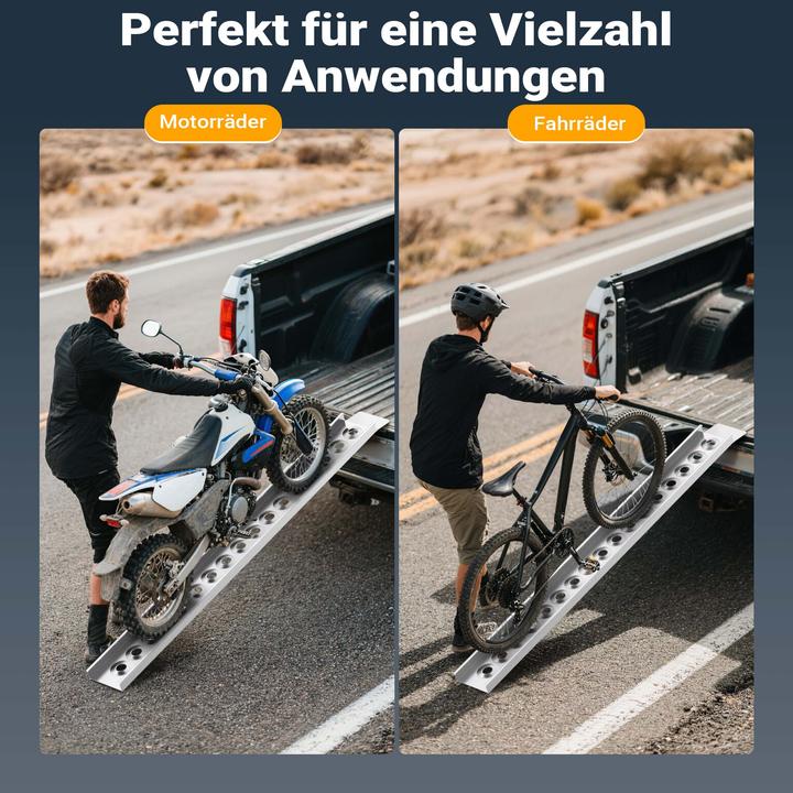 Produktbild Wiltec Auffahrrampe 163cm 180kg ATV Quad Motorrad Alu Auffahrschiene Laderampe