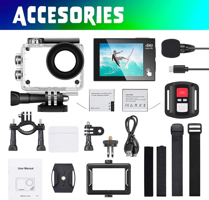 Image du produit Exprotrek Action Cam 4K Ultra HD Caméra étanche WiFi Télécommande grand angle (WiFi)