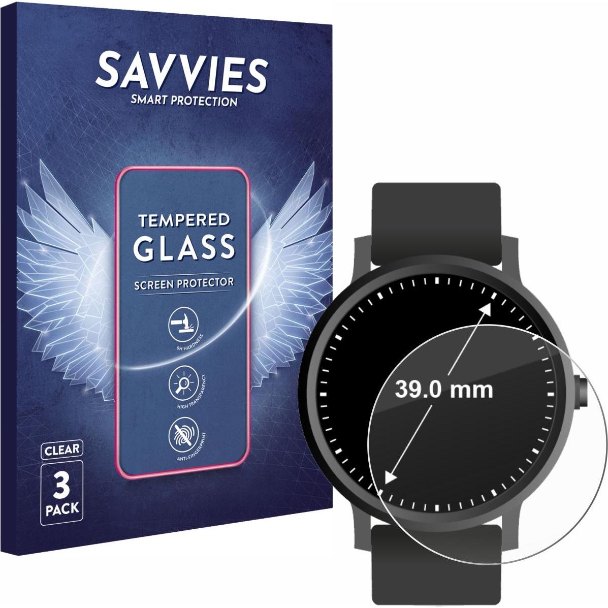 Thumbnail - Savvies Panzerglas Hartglas Displayschutz, Smartwatch Schutzfolie, Transparent