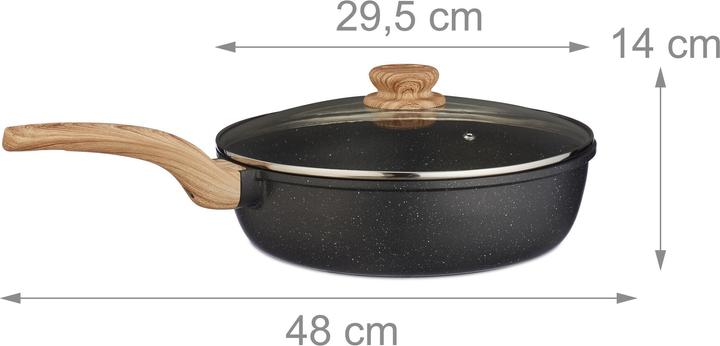 Produktbild Relaxdays Schmorpfanne (Bräter + Schmortopf, Bratpfanne, Aluminium, 28 x 14 cm)