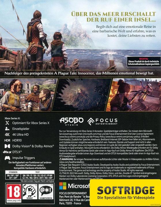 Immagine prodotto Focus Home Interactive Un racconto di peste: Requiem (XSRX) (Xbox Series X, DE)