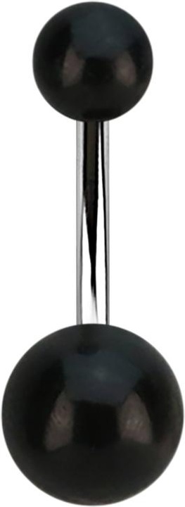 Produktbild Star Piercing Banane silber mit zwei Kugeln aus schwarzem Horn (ohne Messing, Chirurgenstahl 316L, Organisch)