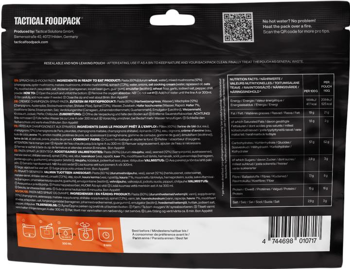 Image du produit Tactical Foodpack Champignon d'épinard (110 g)