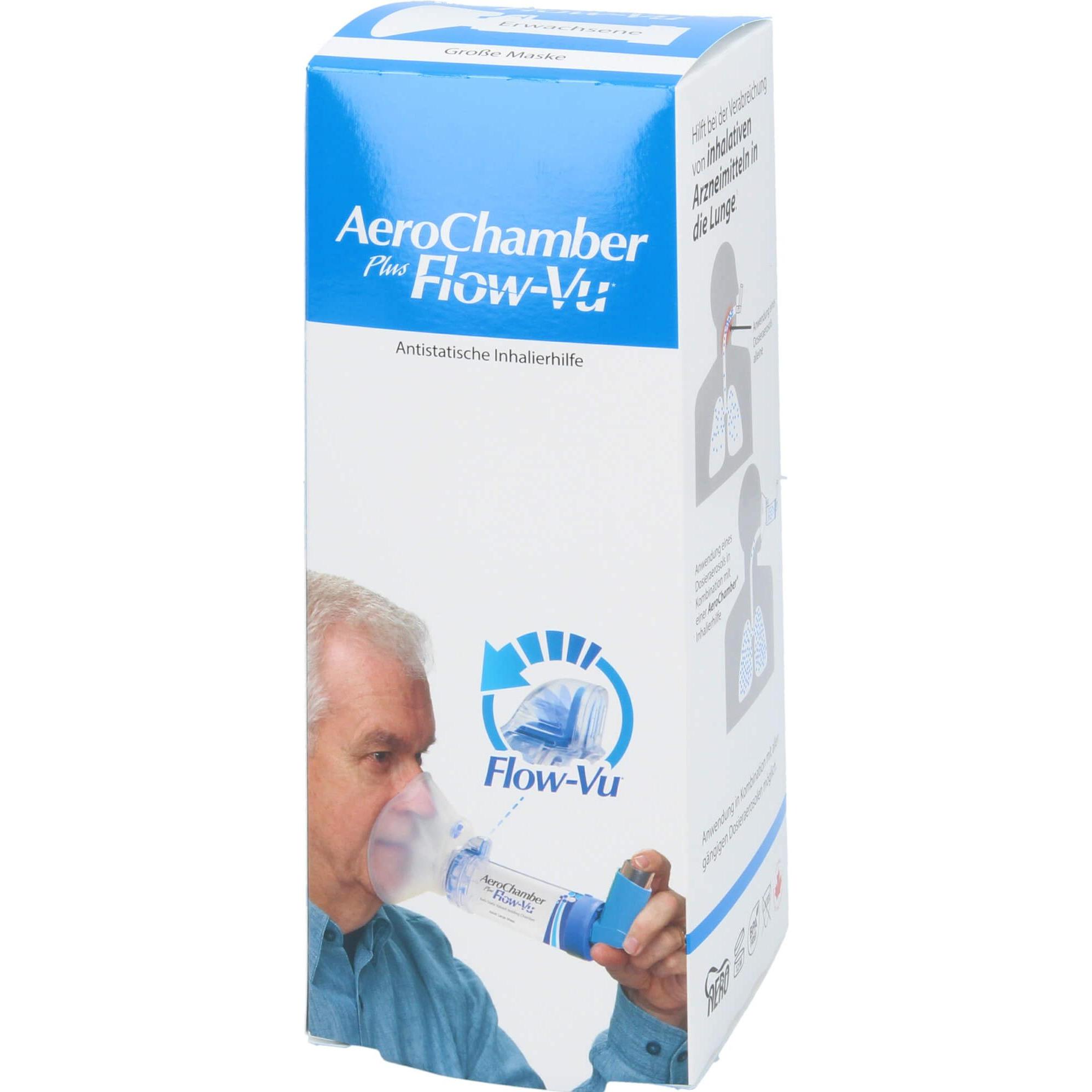 Thumbnail - Sandoz, Inhalator, AeroChamber plus Flow-Vu mit Maske für Erwachsene und Kinder ab 5 Jahren, 1 St. Inhalierhilfe