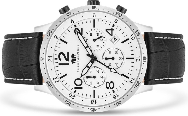 Immagine prodotto Cronografo da uomo Flight Captain in vera pelle nera - 34122 (Cronografo, 43.80 mm)