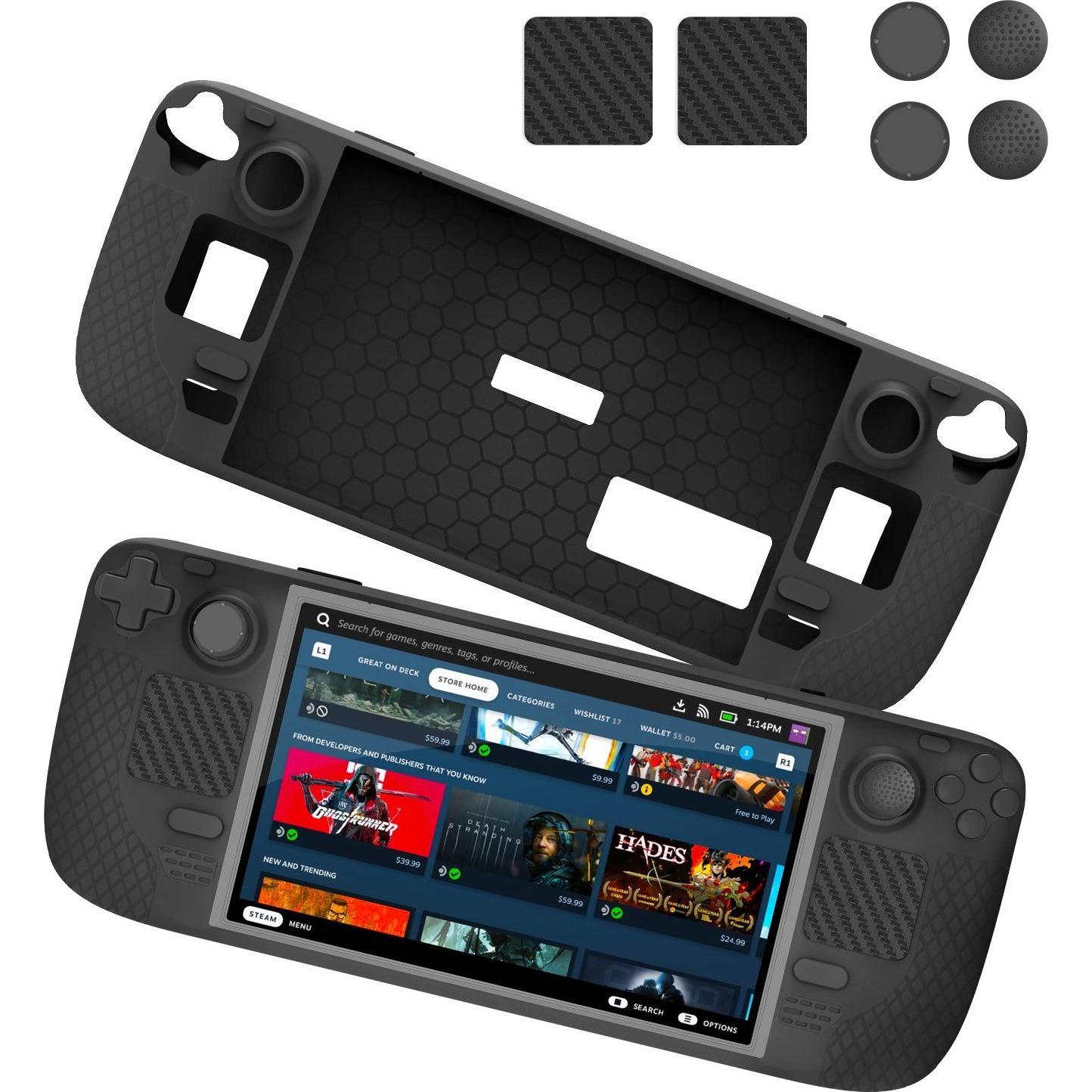 JYS Futerał Pokrowiec Etui + Osłony Gumki Na Przyciski Do Steam Deck / Czarny / Jys-sd011, Altri accessori gaming, Nero