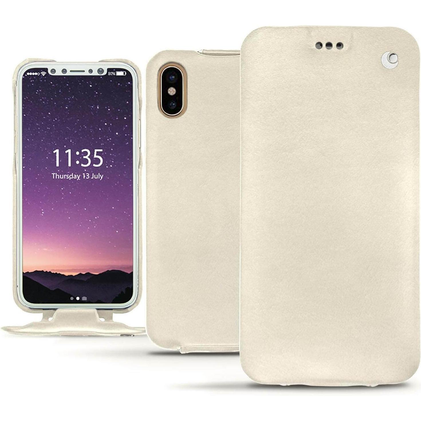 Noreve Lederschutzhülle vertikal (Apple iPhone X), Smartphone Hülle, Weiss