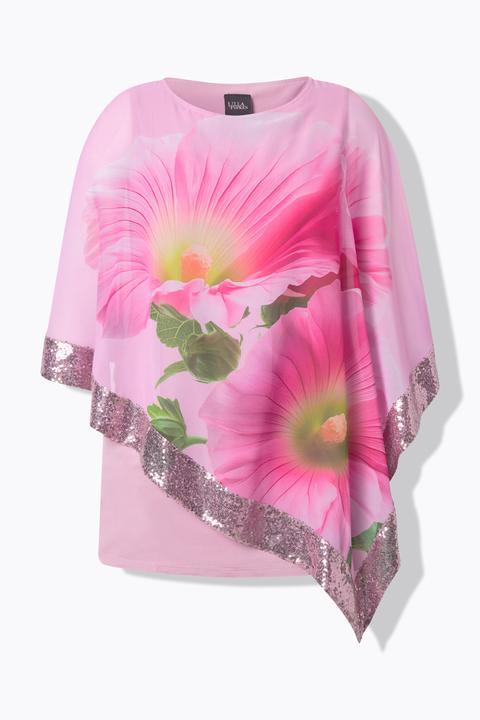 Produktbild Ulla Popken Chiffonbluse, Blüten, U-Boot-Ausschnitt, 3/4-Arm (56)