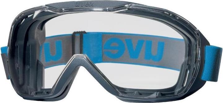 Actual product image Uvex megasonic goggles, clear visor, grey/blue.