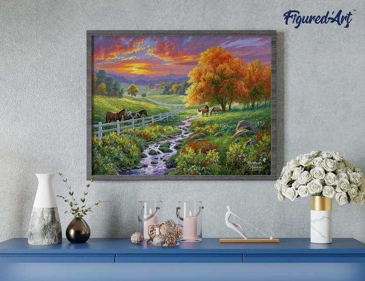 Immagine prodotto Figured'Art Dipingere con i numeri - Paesaggio con tramonto e cavalli