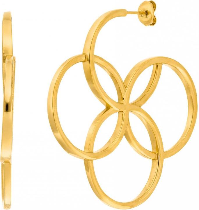 Creolen Clover Charm, 18 K Gelbgold vergoldet (925 Sterlingsilber)