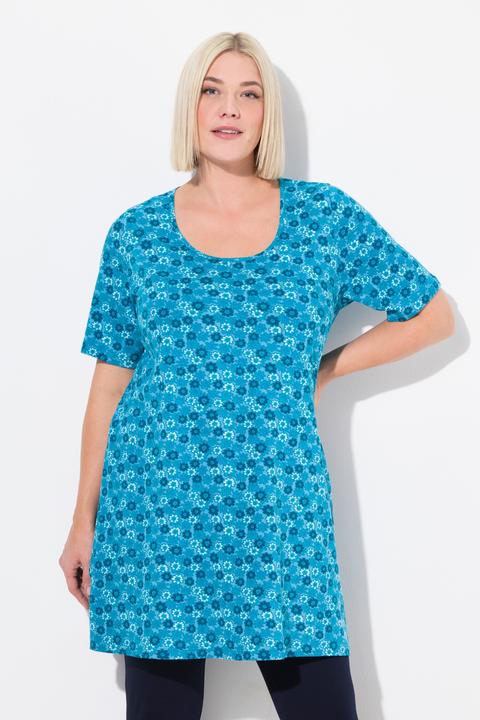 Produktbild Ulla Popken Longshirt, Blüten, A-Linie, Rundhals, Halbarm (68)