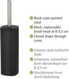 Actual product image Wenko WC-Garnitur Mod. Alassio, Schwarz geschlossene Form, aus lackiertem Stahl