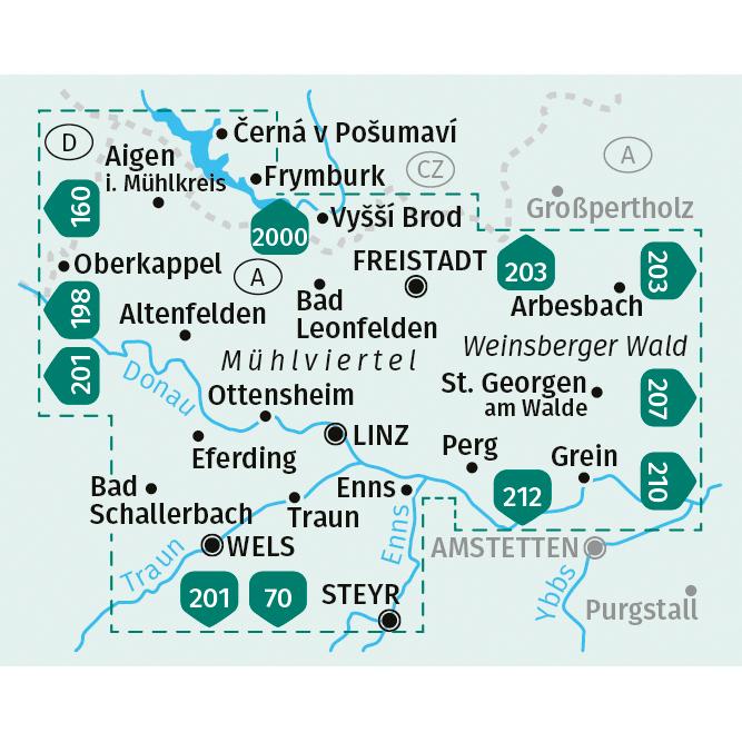Thumbnail - Wanderkarten-Set 202 Linz und Umgebung, Mühlviertel, Wels, Steyr (2 Karten) 1:50.00, Landkarte