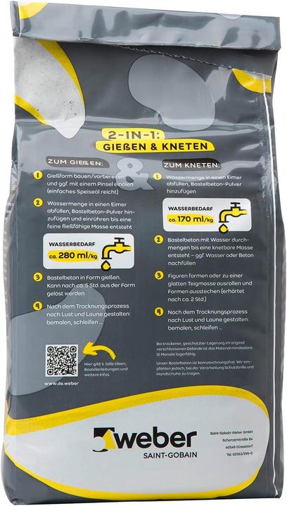 Produktbild Weber Bastelbeton zum Giessen & Kneten