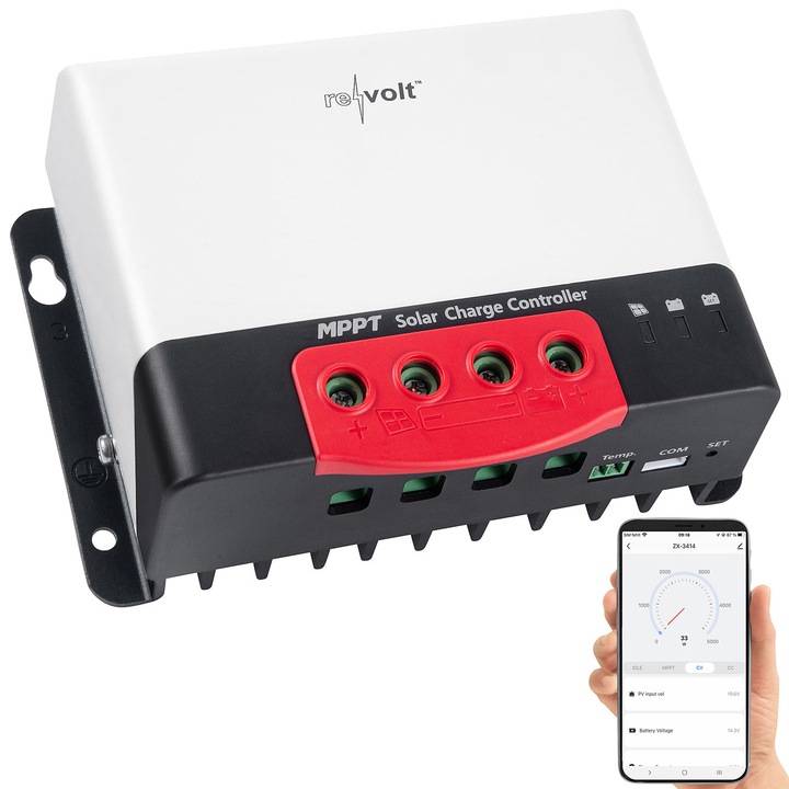 Actual product image Revolt MPPT solar charge controller for 12/24 V, up to 20 A / 520 W, Bluetooth and App