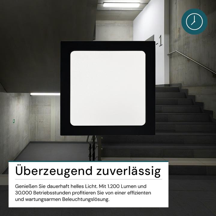 Produktbild Luxula LED-Deckenleuchte, 12W, EEK: F, 1200lm, CCT, IP44, quadrat, schwarz (1200 lm)