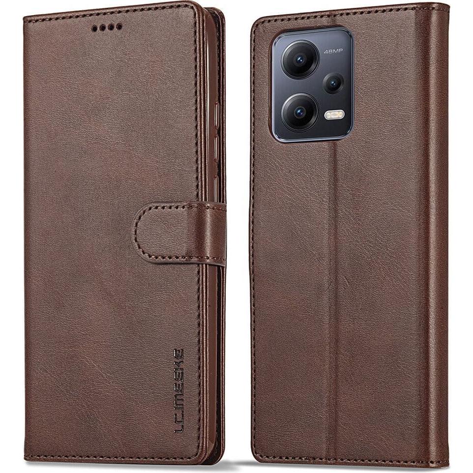 LC.Imeeke Xiaomi Poco X5 Pro - Leder Etui Hülle dunkelbraun (Xiaomi Poco X5 Pro), Smartphone Hülle, Braun