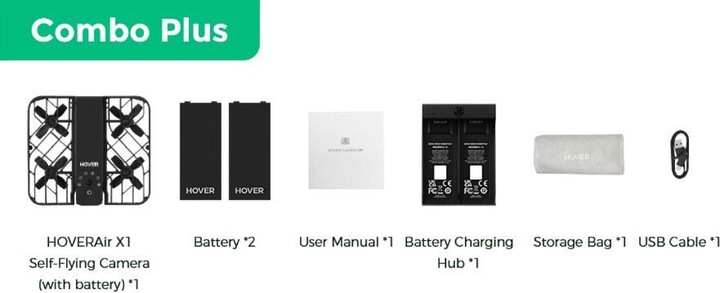 Actual product image HoverAir X1 Combo Plus Retail (11.50 min, 125 g, 12 Mpx)