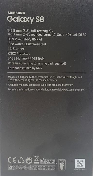 Actual product image Samsung Galaxy S8 (64 GB, Midnight Black, 5.80", Single SIM, 4G)
