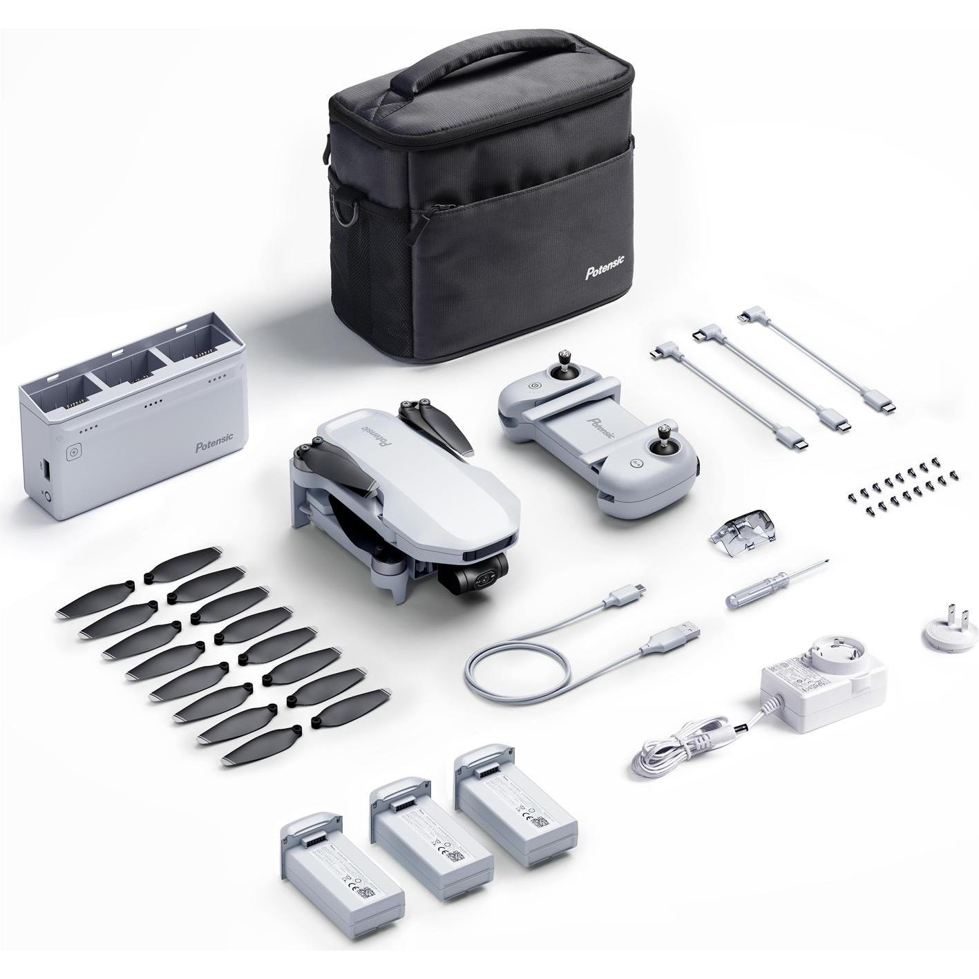 Thumbnail - Potensic Atom Fly More Combo (32 min, 249 g, 12 Mpx), Drohne, Weiss, Grau
