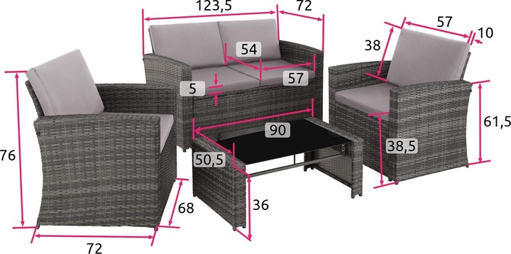 Immagine prodotto tectake Salottino in rattan Lucca