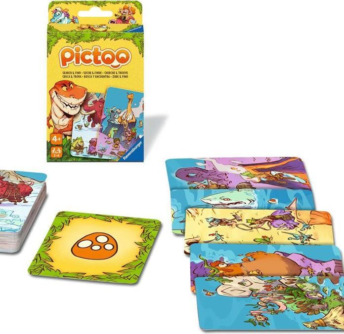 Productafbeelding Ravensburger 23479 - Pictoo Dino Kaartspel - Snel kaartzoekspel voor kinderen vanaf 4 jaar (Engels, Spaans, Italiaans, Nederlands, Duits, Frans, Portugees)