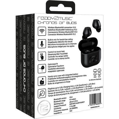 Thumbnail - ready2music Buds, black (25 h, Kabellos), Kopfhörer, Schwarz