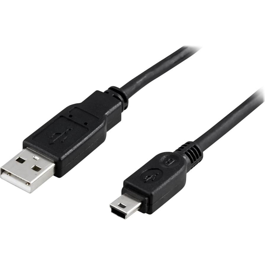 Deltaco USB 2.0 Cable Type A ha - Type Mini B ha, 2m - Black (2 m, USB 2.0), USB Kabel