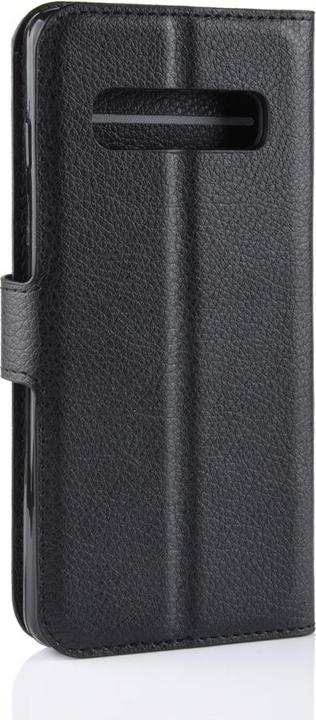Produktbild Apfelkiste Samsung Galaxy S10 Leder Flip Cover Litchi Look, Schwarz (Samsung Galaxy S10+)