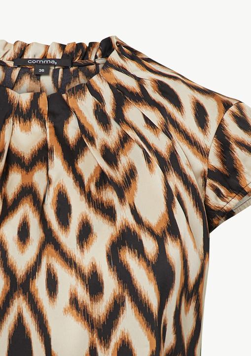 Produktbild Comma Bluse Gemusterte Satin-Bluse mit Raffung (44)