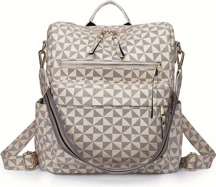 Only-Bags.Store Retro Backpack Handbag, Boho Strap Two-Way Shoulder Bag, Fashion Vegan Leather Schoolbag Daypack