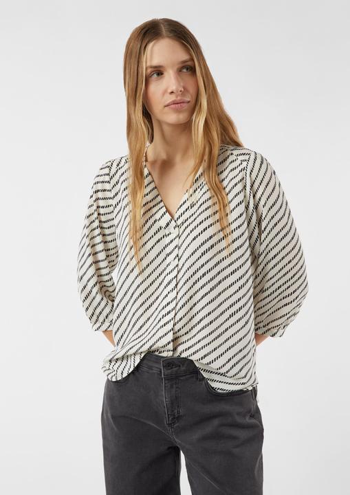 Immagine prodotto Comma Bluse Gemusterte Chiffon-Bluse mit V-Ausschnitt und Knopfleiste (46)