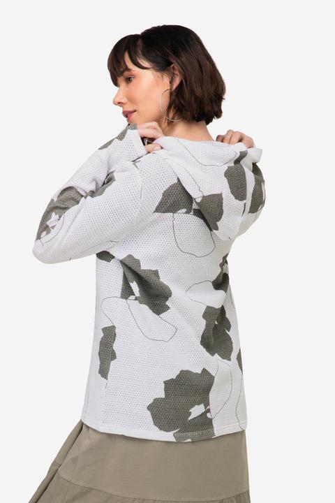 Produktbild Laurasøn Hoodie, Blätter Print, Netz-Kapuze, Langarm (S)