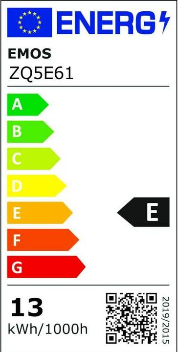 Label énergétique Emos Lampe LED Classic A60 / E27 / 13 W (100 W) / 1521 lm / Blanc chaud (E27, 13 W, 1521 lm, 1 x, E)