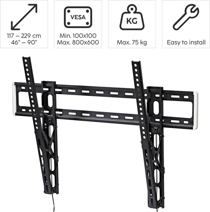 Actual product image Hama TV wall mount, tiltable, 254 cm (100") up to 75 kg (Wall, 75 kg, 46" - 100")