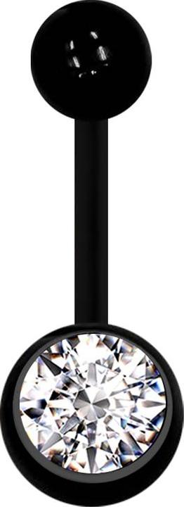 Produktbild Star Piercing Banane schwarz mit Kugel und Kugel Kristall silber (Kunststoff, ohne Messing)