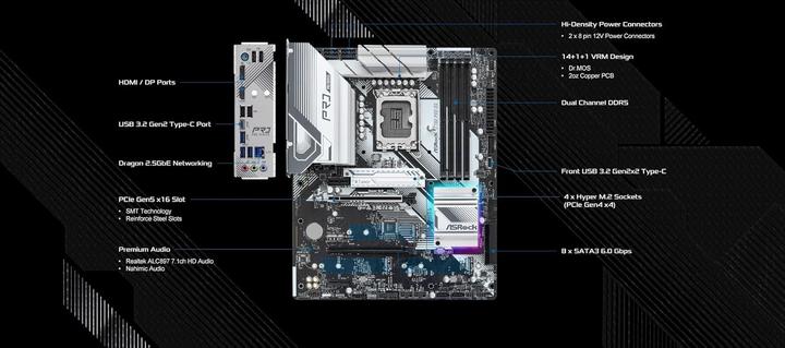 Productafbeelding AsRock Z790 PRO RS ATX Intel DDR5 So.1700 (LGA 1700, Intel Z790, ATX)