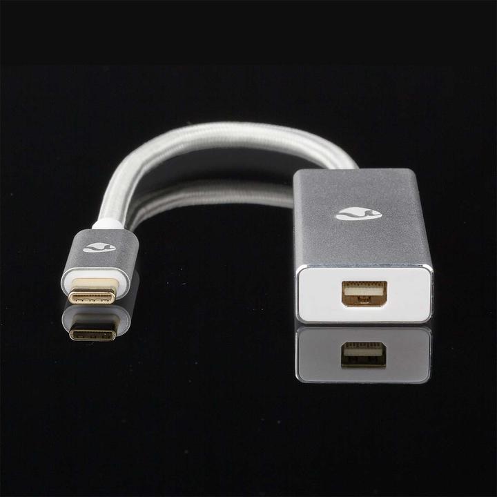 Image du produit Nedis Adaptateur USB USB 3.2 Gen 1 USB-C mâle DisplayPort 0.20 m rond Plaqué or Tressé/Nylon Sil (USB-C, 20 cm)