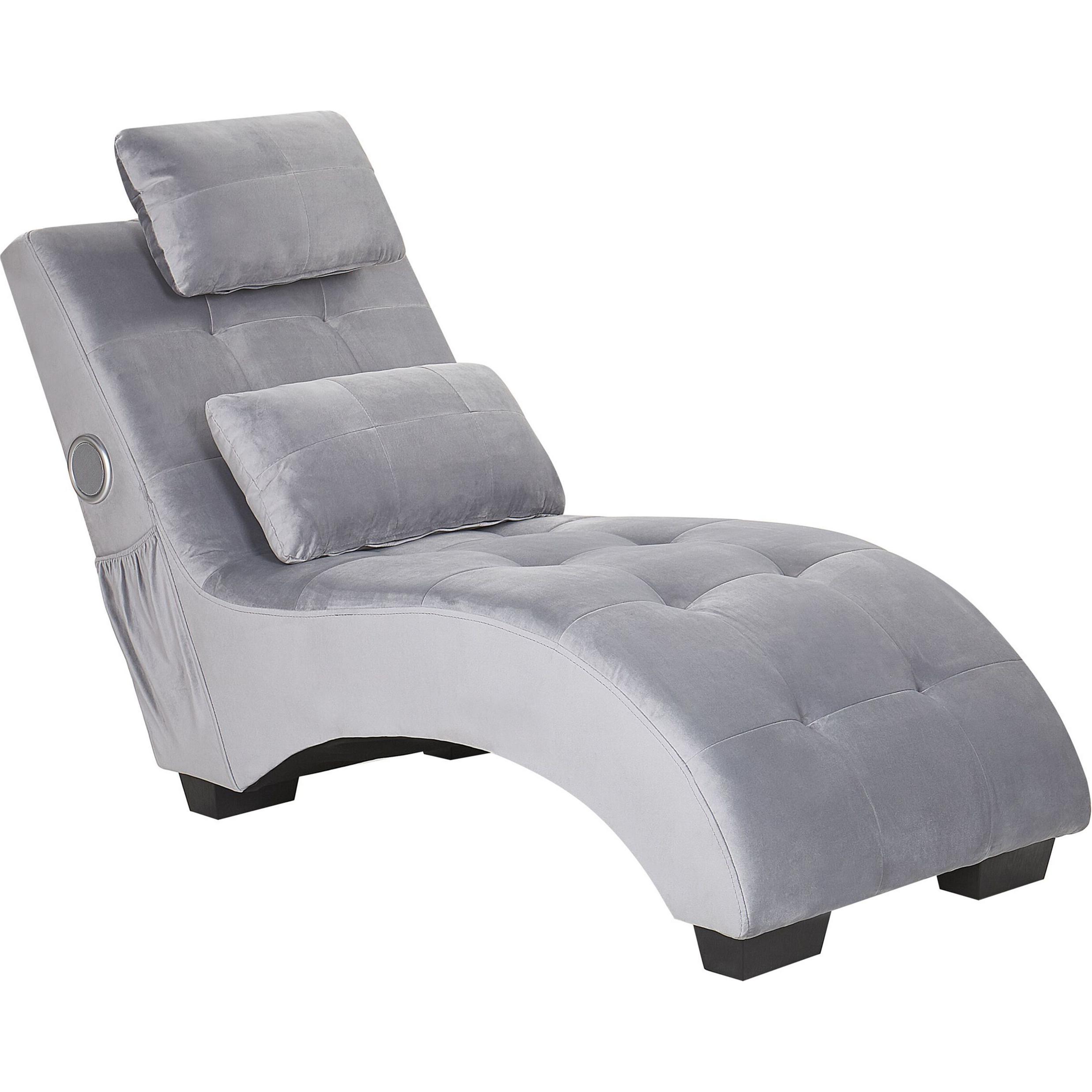 Beliani, Sofa, Eine Velours-Chaiselongue mit einem SIMORRE-Ball-Bluetooth-Lautsprecher (2-Sitzer)