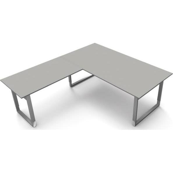 Kerkmann, Schreibtisch, Schreibtisch Form5 200 Bügel-Gestell 200x100x68-82 / Anbau 120x80cm grafit