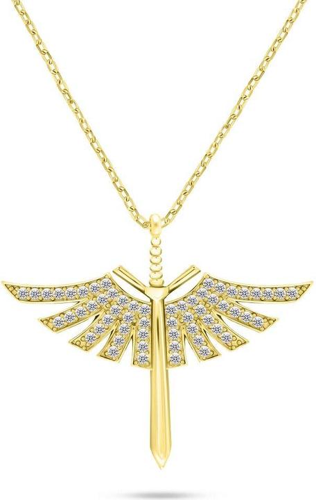 Actual product image Brilio Silver - Stylish gold-plated necklace Angel sword with zircons NCL144Y