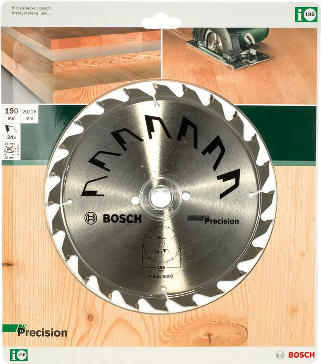 Immagine prodotto Bosch Professional Zubehör Lama circolare PRECISIONE D= 190 mm Foro= 20 mm Z= 24